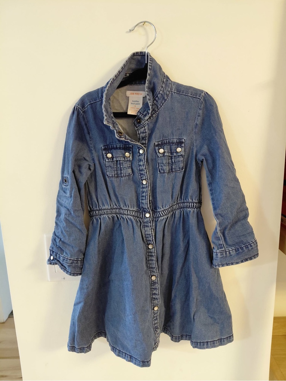 Joe Fresh Girls' Blue Denim Shirt Dress Jacket Size 3